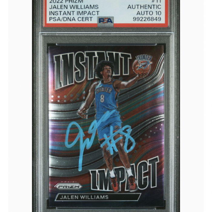 Jalen WILLIAMS- Carte Panini RC Prizm Instant Impact Oklahoma Thiunder. Auto on card PSA 10.